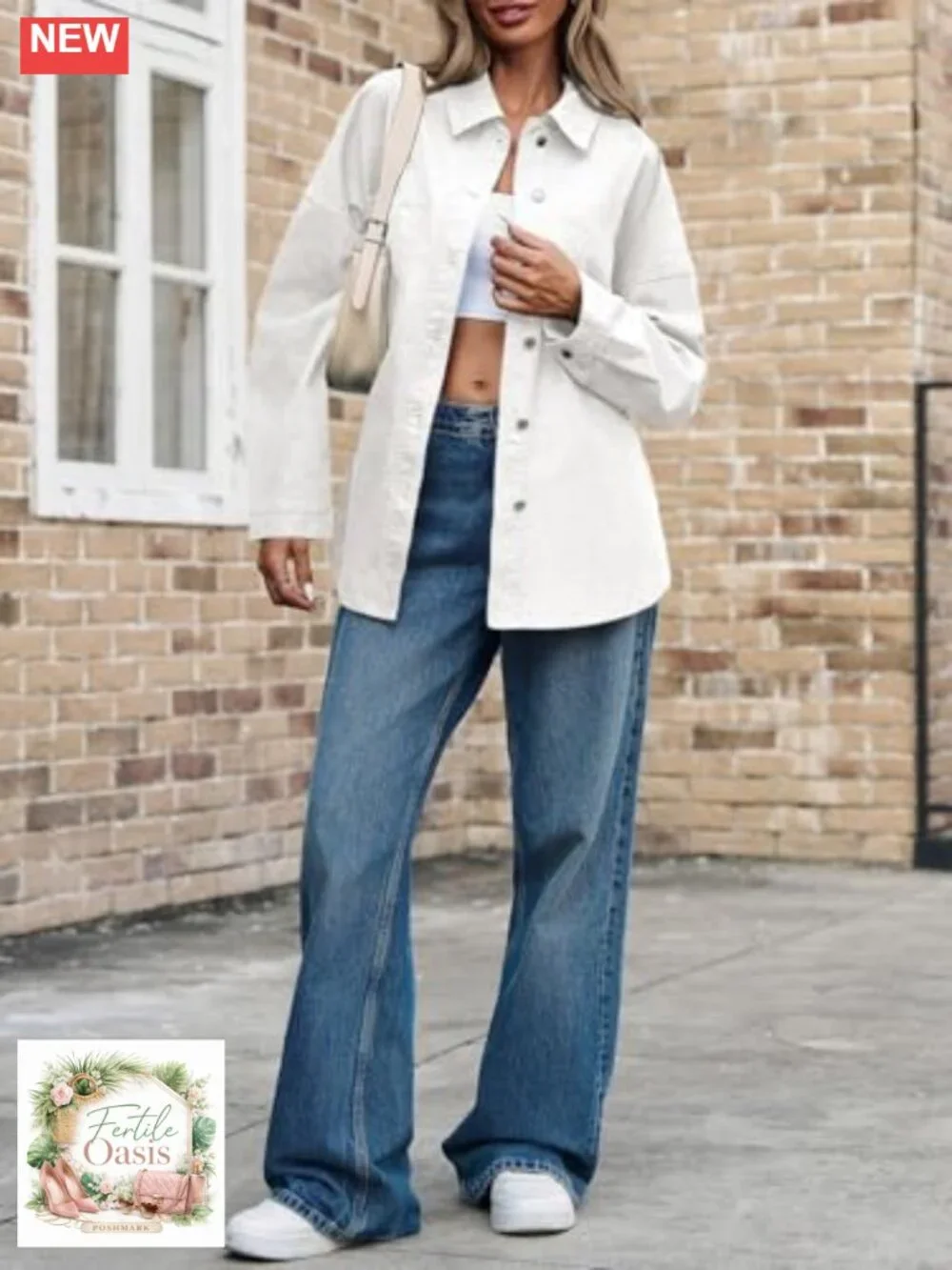 Womens Oversized Denim Shirt Jacket Button Down Long Sleeve Cotton